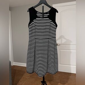 Forever 21 Black and White Striped Sleeveless Fit-and-Flare Dress